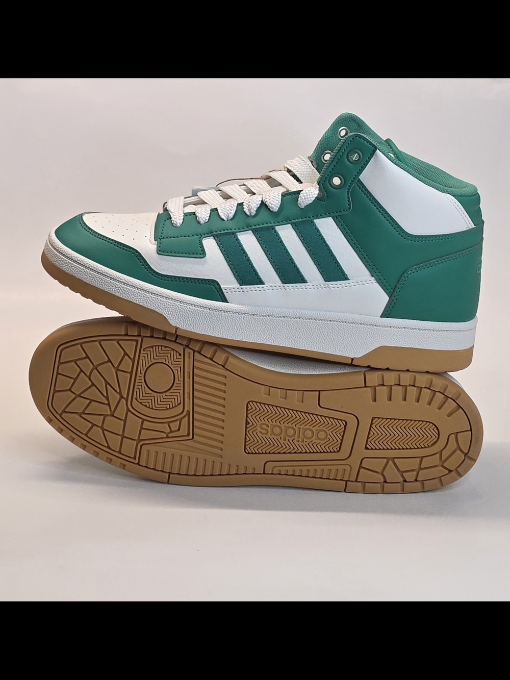 Adidas Rapid Court Mid Top Mens Basketball Shoes White Green JS2218 Men's 12